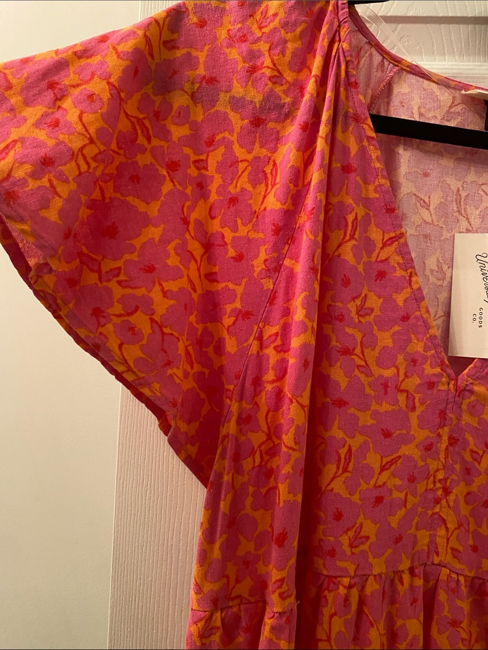 Universal Thread Pink & Orange Floral V-Neck Mini Dress - Picture 2 of 7